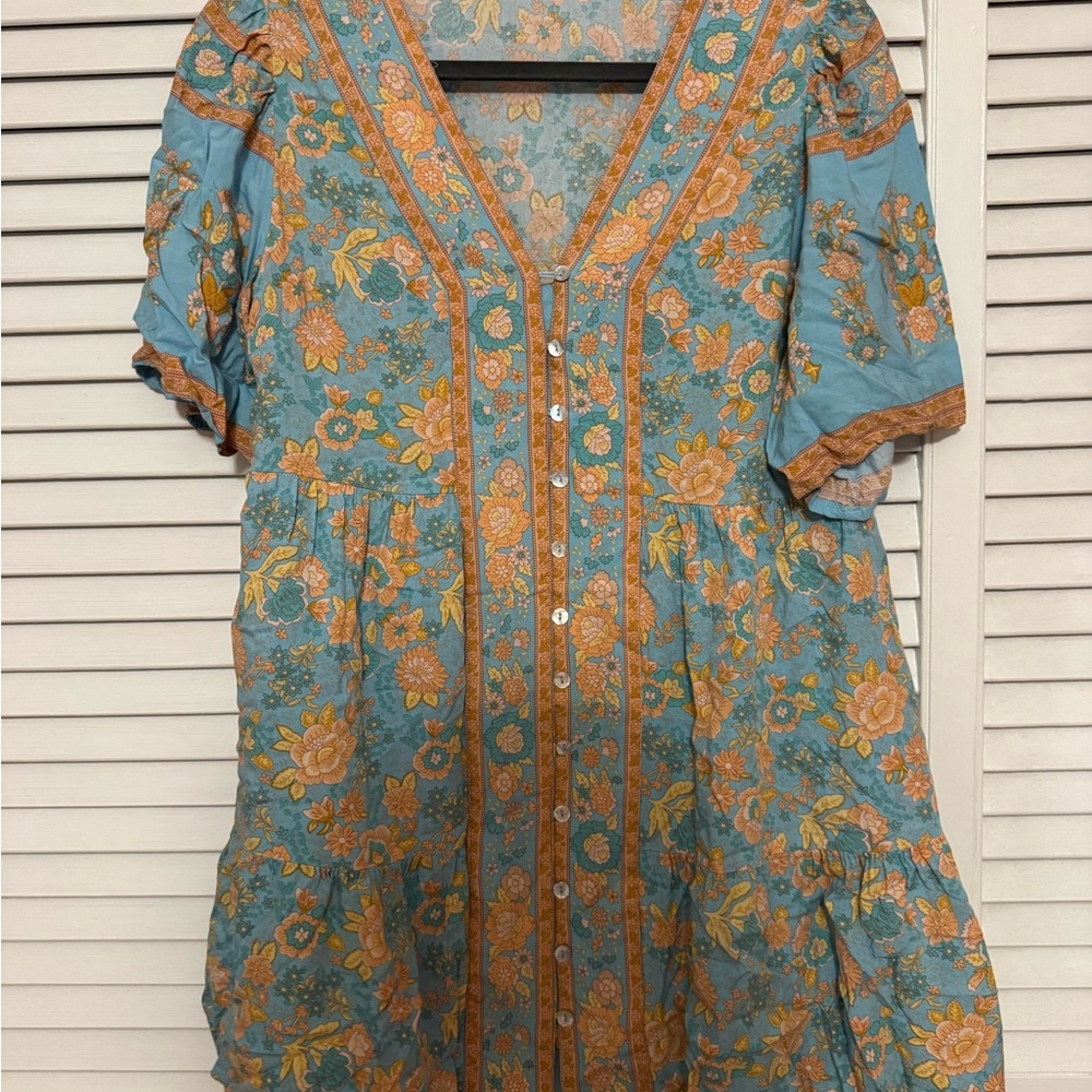 Blue and Orange Floral Dress